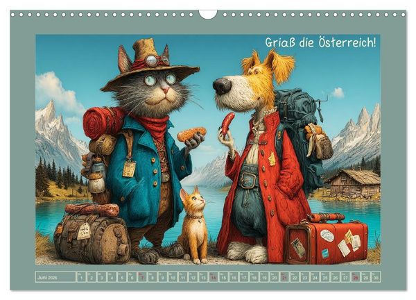 Produktbild: Weltenbummler. Hund und Katz auf Reisen (Wandkalender 2026 DIN A3 quer), CALVENDO Monatskalender