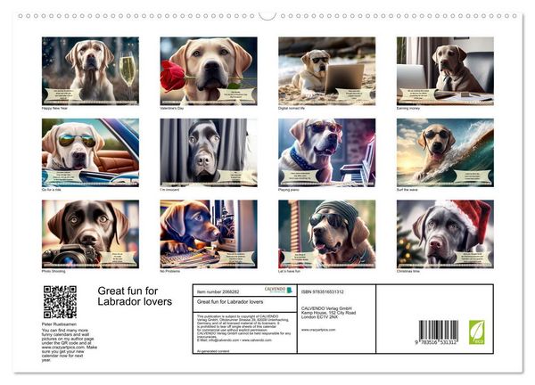 Produktbild: Great fun for Labrador lovers (High Quality Premium Wall Calendar 2026 DIN A2 landscape),CALVENDO 12 Month Wall Calendar