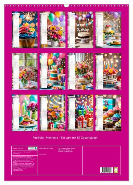 Produktbild: Festliche Momente - Ein Jahr mit KI Geburtstagen (Wandkalender 2026 DIN A2 hoch), CALVENDO Monatskalender
