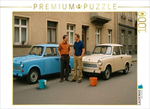 CALVENDO Puzzle Samstag nachmittag Autowäsche - Trabant 601 | 1000 Teile Lege-Größe 64x48cm Foto-Puzzle für glückliche Stunden