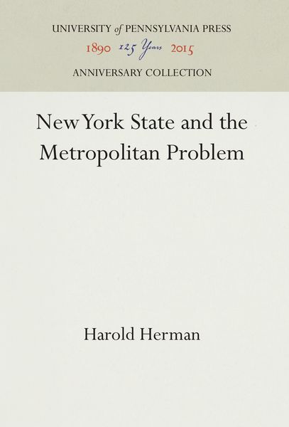 Produktbild: New York State and the Metropolitan Problem