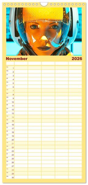 Produktbild: Familienplaner 2026 - Roboter Portraits. Zukunft und Visionen mit 5 Spalten (Wandkalender, 21 x 45 cm) CALVENDO