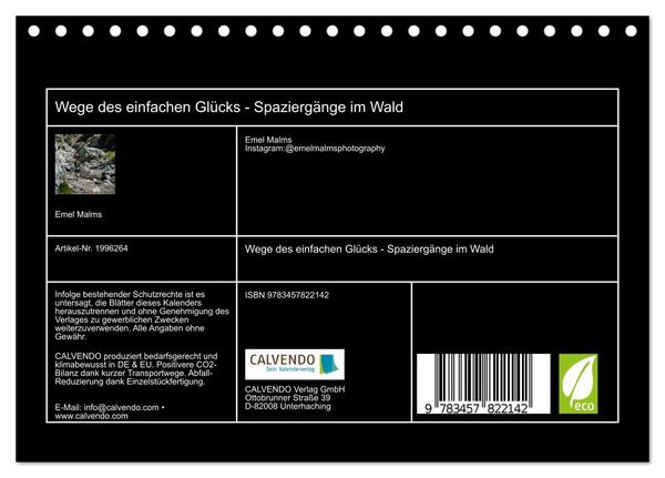 Produktbild: Wege des einfachen Gl&uuml;cks - Spazierg&auml;nge im Wald (Tischkalender 2026 DIN A5 quer), CALVENDO Monatskalender