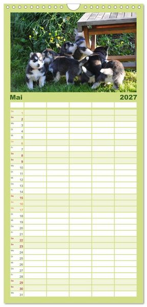 Produktbild: Familienplaner 2027 - Huskys - Traumhunde mit 5 Spalten (Wandkalender, 21 x 45 cm) CALVENDO