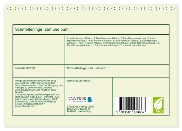 Produktbild: Schmetterlinge: zart und bunt (Tischkalender 2026 DIN A5 quer), CALVENDO Monatskalender