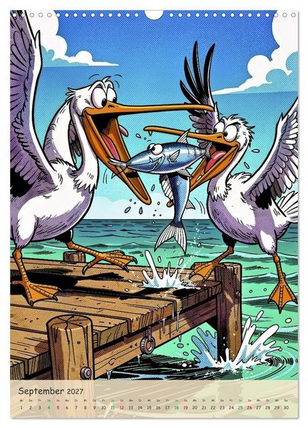 Produktbild: Lustige Pelikane - Comic (Wandkalender 2027 DIN A3 hoch), CALVENDO Monatskalender