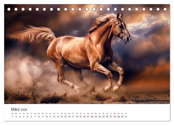 Produktbild: Im Wind der Freiheit - Ein Jahr voller Pferde (Tischkalender 2026 DIN A5 quer), CALVENDO Monatskalender