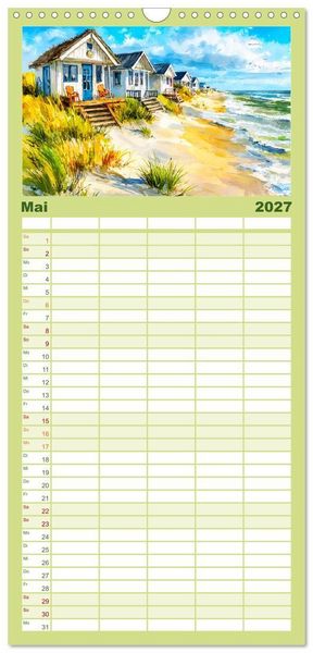 Produktbild: Familienplaner 2027 - Niederlande. Aquarelle zwischen Grachten und Tulpenfeldern mit 5 Spalten (Wandkalender, 21 x 45 cm) CALVENDO