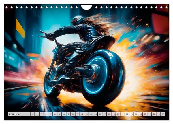 Produktbild: Coole KI-generierte MOTORR&Auml;DER (Wandkalender 2026 DIN A4 quer), CALVENDO Monatskalender