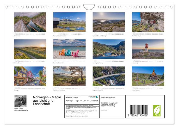 Produktbild: Norwegen - Magie aus Licht und Landschaft (Wandkalender 2026 DIN A4 quer), CALVENDO Monatskalender