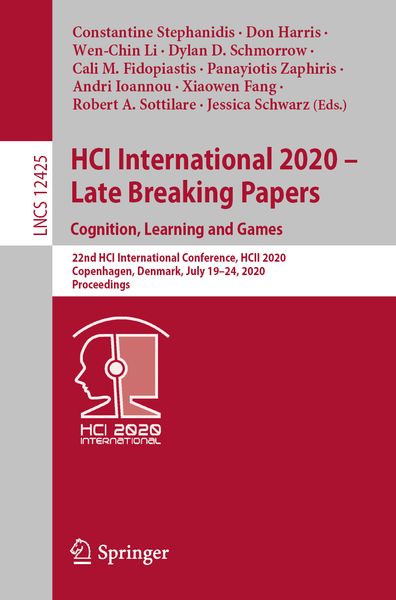 Produktbild: HCI International 2020 &ndash; Late Breaking Papers: Cognition, Learning and Games