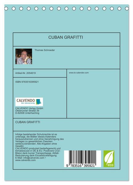 Produktbild: CUBAN GRAFITTI (Tischkalender 2026 DIN A5 hoch), CALVENDO Monatskalender