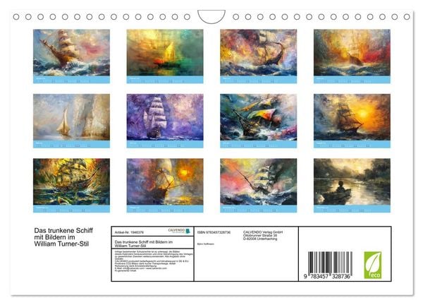 Produktbild: Das trunkene Schiff mit Bildern im William Turner-Stil (Wandkalender 2026 DIN A4 quer), CALVENDO Monatskalender
