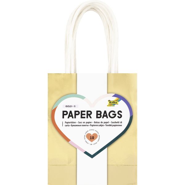 folia Papiertüten Gold glänzend Größe S 12x5,5x15cm 10 Stück Kraftpapier
