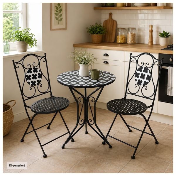 Produktbild: HTI-Living Gartentisch Metall Black and White Gartentisch Metall Black and White