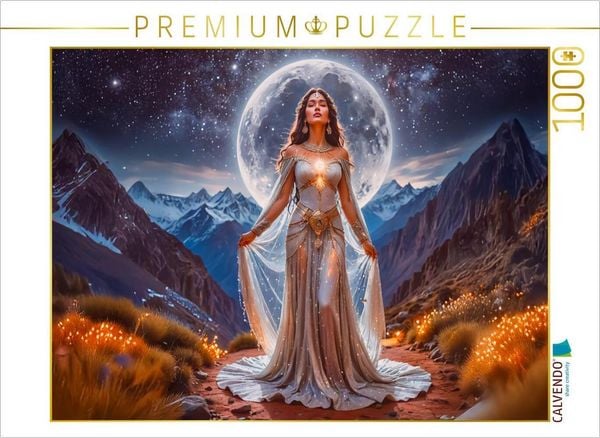 Produktbild: CALVENDO Puzzle Mama Quilla, Mondg&ouml;ttin mit Silberglanz | 1000 Teile Lege-Gr&ouml;&szlig;e 64x48cm Foto-Puzzle f&uuml;r gl&uuml;ckliche Stunden