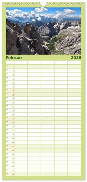 Produktbild: Familienplaner 2026 - Hoch oben in den DOLOMITEN mit 5 Spalten (Wandkalender, 21 x 45 cm) CALVENDO