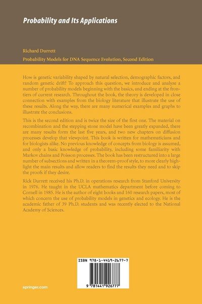 Produktbild: Probability Models for DNA Sequence Evolution