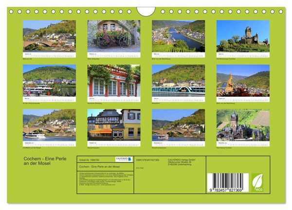 Produktbild: Cochem - Eine Perle an der Mosel (Wandkalender 2026 DIN A4 quer), CALVENDO Monatskalender