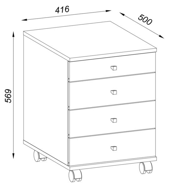 Produktbild: Rollcontainer B&uuml;rocontainer Schublade Lona 50 cm