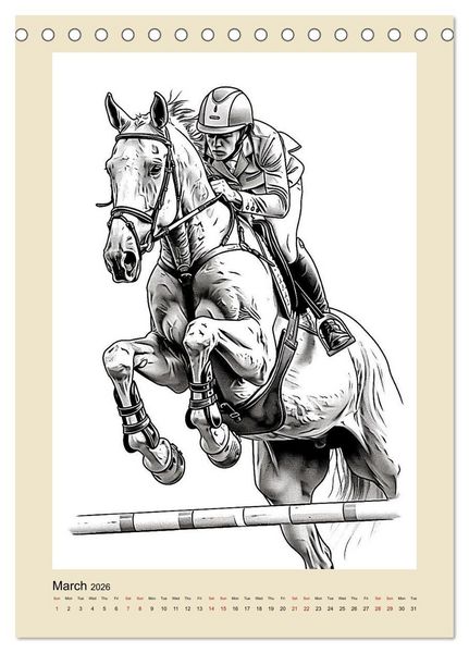 Produktbild: Sketchy Power Horses (Desk Calendar 2026 DIN A5 portrait), CALVENDO 12 Month DeskCalendar