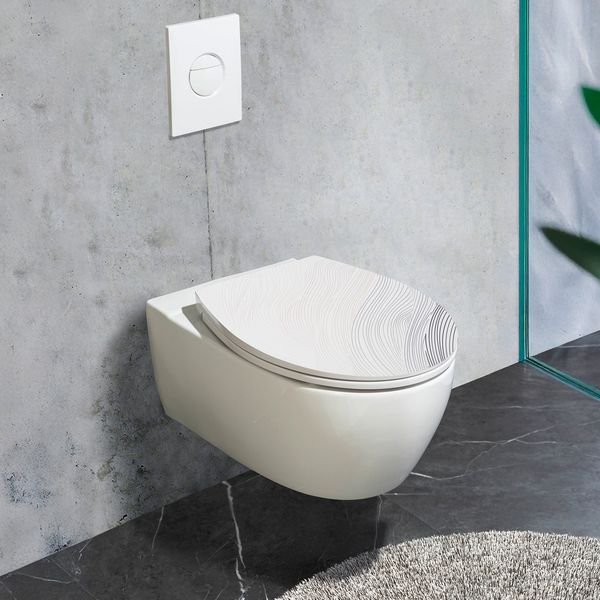 Produktbild: WC-Sitz Mod. Menin, mehrfarbig, Duroplast, Edelstahl, 38x44,5 cm, easy-close Absenkautomatik