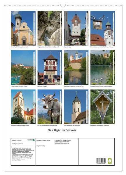 Produktbild: Das Allg&auml;u im Sommer (Wandkalender 2027 DIN A2 hoch), CALVENDO Monatskalender