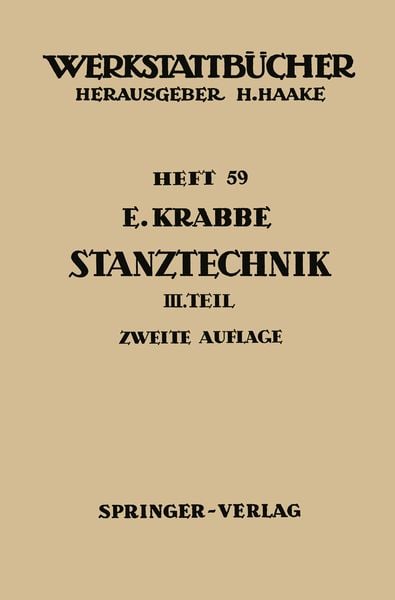 Stanztechnik, Taschenbuch von E. Krabbe, Springer Berlin, 9783540034292