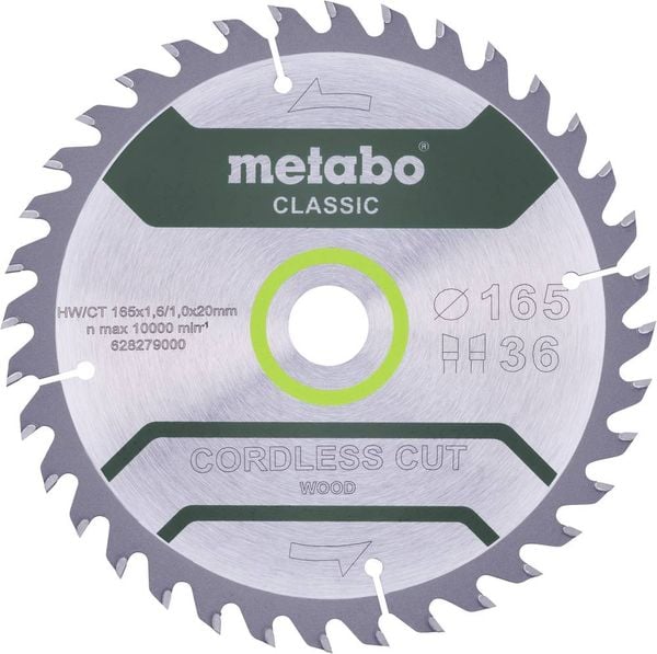 Metabo CORDLESS CUT WOOD CLASSIC 628279000 Kreissägeblatt 165 x 20 x 1 mm Zähneanzahl: 36 1 St.