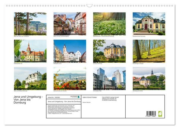 Produktbild: Jena und Umgebung - Von Jena bis Dornburg (Wandkalender 2026 DIN A2 quer), CALVENDO Monatskalender