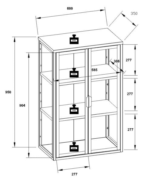 Produktbild: Stahl Wandvitrine H&auml;ngevitrine Vitrine Glas Flokas