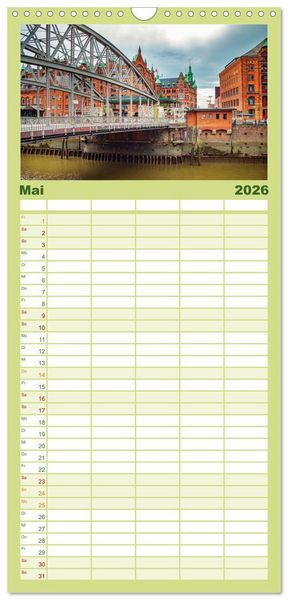 Produktbild: Familienplaner 2026 - Deutsche Br&uuml;cken mit 5 Spalten (Wandkalender, 21 x 45 cm) CALVENDO