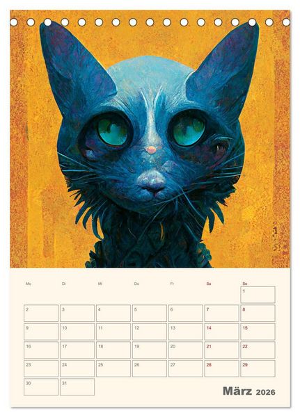 Produktbild: Die 7 Leben einer Katze (Tischkalender 2026 DIN A5 hoch), CALVENDO Monatskalender