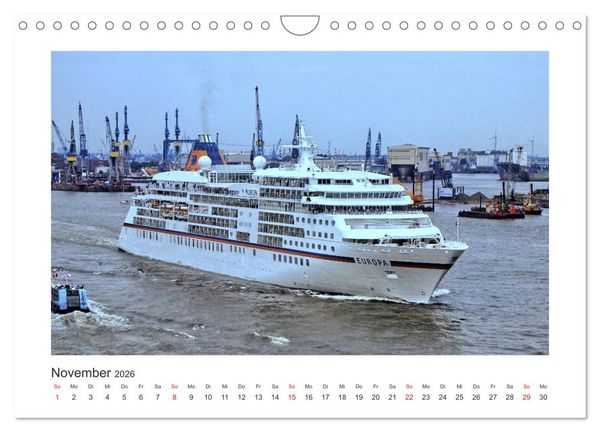 Produktbild: Kreuzfahrtschiffe Kurs Hamburg 2026 (Wandkalender 2026 DIN A4 quer), CALVENDO Monatskalender
