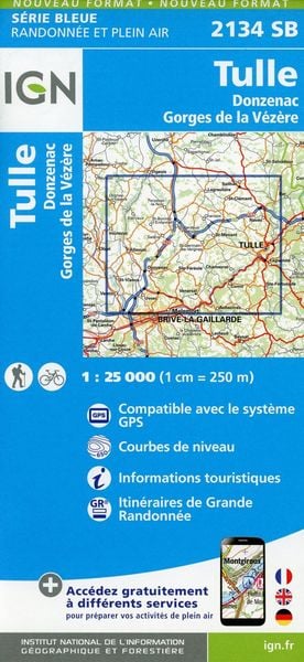Produktbild: Tulle.Donzenac.Gorges de la V&eacute;z&egrave;re 1:25 000