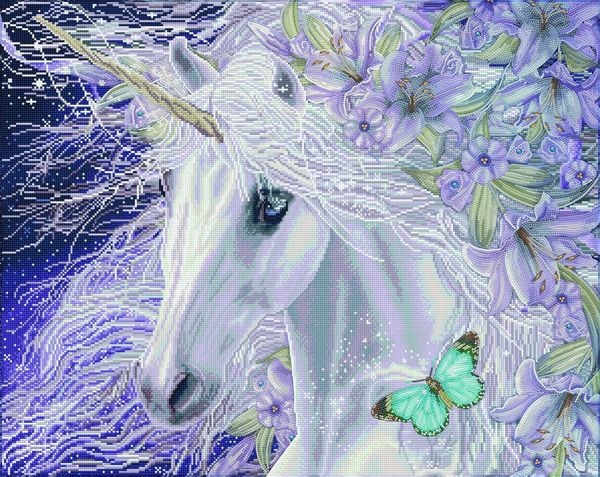 Produktbild: Diamond Painting Einhorn Lilien