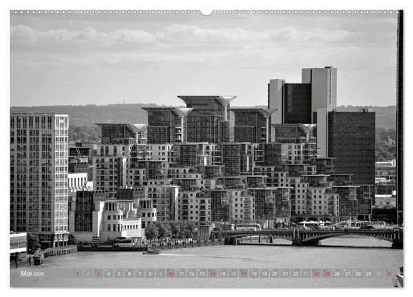 Produktbild: London in Schwarz-Wei&szlig; (Wandkalender 2026 DIN A2 quer), CALVENDO Monatskalender