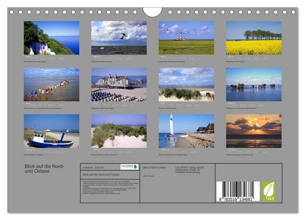 Produktbild: Blick auf die Nord-und Ostsee (Wandkalender 2026 DIN A4 quer), CALVENDO Monatskalender