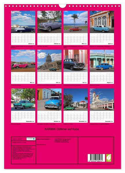 Produktbild: KARIBIK Oldtimer auf Kuba (Wandkalender 2026 DIN A3 hoch), CALVENDO Monatskalender