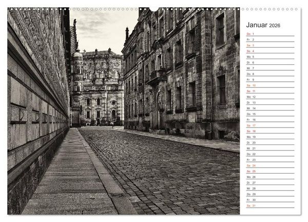 Produktbild: Dresden Schwarz-Wei&szlig; (Wandkalender 2026 DIN A2 quer), CALVENDO Monatskalender