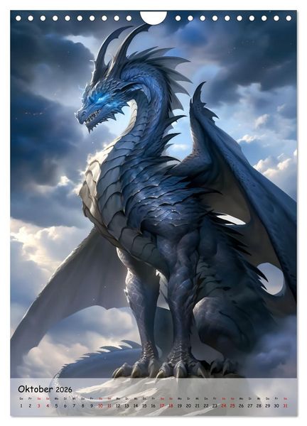Produktbild: Gefl&uuml;gelte H&uuml;ter - Erleben Sie die Magie der Drachen (Wandkalender 2026 DIN A4 hoch), CALVENDO Monatskalender