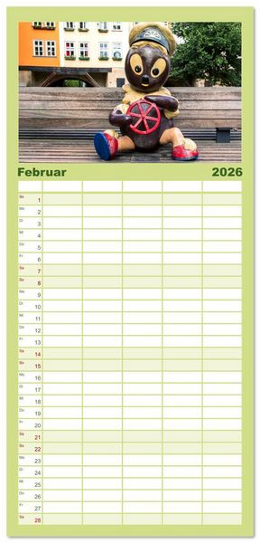 Produktbild: Familienplaner 2026 - Landeshauptstadt Erfurt - Reise durch das sch&ouml;ne Th&uuml;ringen mit 5 Spalten (Wandkalender, 21 x 45 cm) CALVENDO