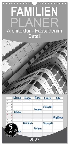 Produktbild: Familienplaner 2027 - Architektur - Fassaden im Detail 2027 mit 5 Spalten (Wandkalender, 21 x 45 cm) CALVENDO