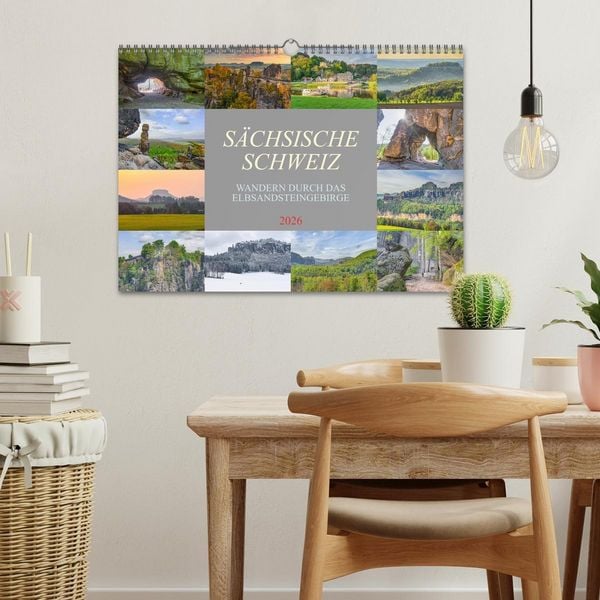 Produktbild: S&auml;chsische Schweiz - Wandern durch das Elbsandsteingebirge (Wandkalender 2026 DIN A3 quer), CALVENDO Monatskalender