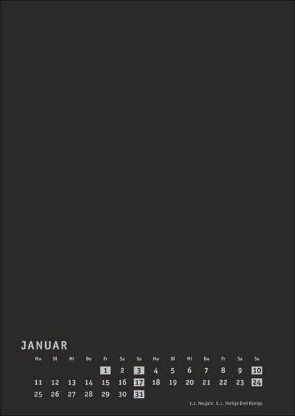 Produktbild: Premium-Bastelkalender schwarz A4 2027