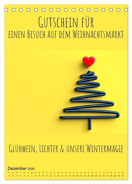 Produktbild: Gutscheinkalender - Gutschein Karten als Geschenk der Liebe (Tischkalender 2026 DIN A5 hoch), CALVENDO Monatskalender