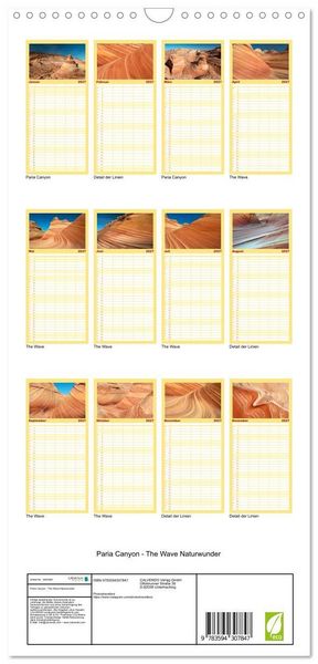 Produktbild: Familienplaner 2027 - Paria Canyon - The Wave Naturwunder mit 5 Spalten (Wandkalender, 21 x 45 cm) CALVENDO