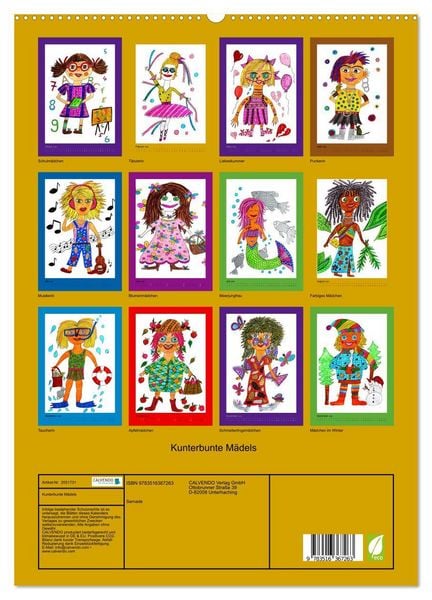 Produktbild: Kunterbunte M&auml;dels (Wandkalender 2026 DIN A2 hoch), CALVENDO Monatskalender