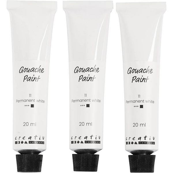 Produktbild: Creativ Company Gouachefarbe, Wei&szlig;, 3x20 ml