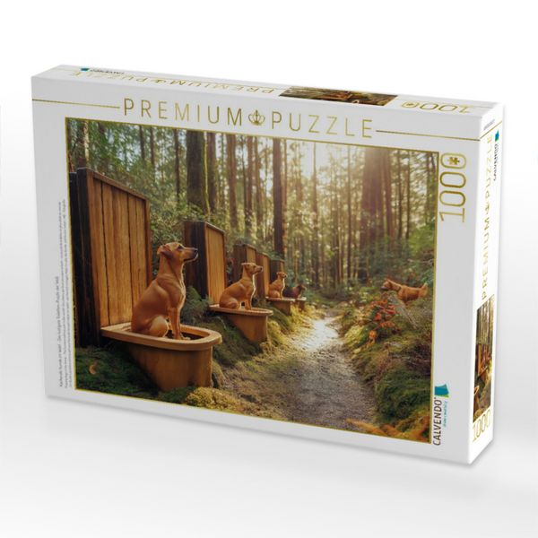 Produktbild: CALVENDO Puzzle Kackende Hunde im Wald - Das lustigste Toiletten-Puzzle der Welt | 1000 Teile Lege-Gr&ouml;&szlig;e 64x48cm Foto-Puzzle f&uuml;r gl&uuml;ckliche Stunden